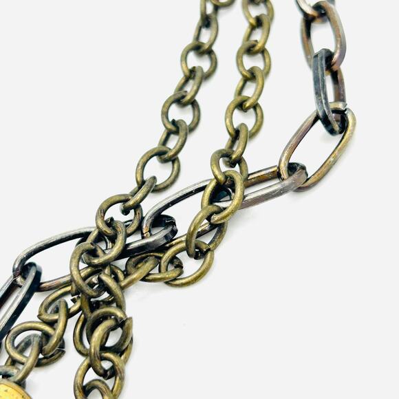 Vintage Y2K Multi-Tone Euro Coin Charm Layered Chain Necklace - Picture 6 of 8